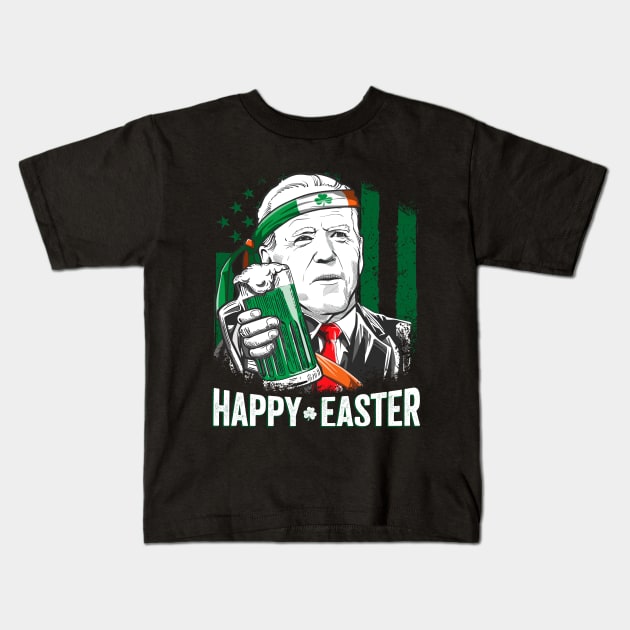 Confused Leprechaun Biden Happy Easter St. Patrick's Day Kids T-Shirt by petemphasis